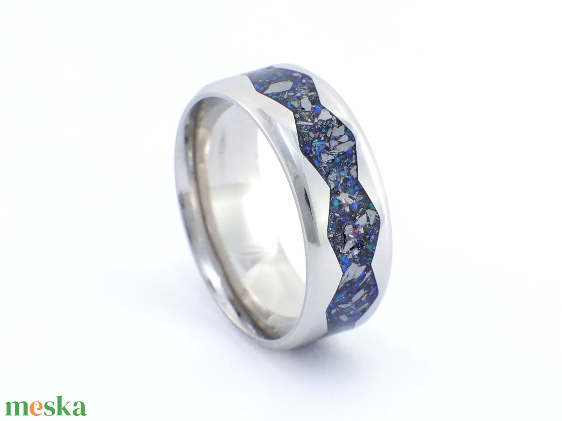 Nemesacél Gyűrű Krizokolla, Antimonit Ásvánnyal És Kék Opállal. Vízálló, Karcálló, Anti-Allergén, Egyedi Megrendelésre! - ékszer - gyűrű - kerek gyűrű - Meska.hu