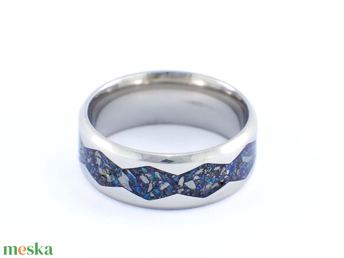 Nemesacél Gyűrű Krizokolla, Antimonit Ásvánnyal És Kék Opállal. Vízálló, Karcálló, Anti-Allergén, Egyedi Megrendelésre! - ékszer - gyűrű - kerek gyűrű - Meska.hu