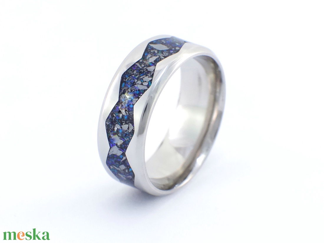 Nemesacél Gyűrű Krizokolla, Antimonit Ásvánnyal És Kék Opállal. Vízálló, Karcálló, Anti-Allergén, Egyedi Megrendelésre! - ékszer - gyűrű - kerek gyűrű - Meska.hu