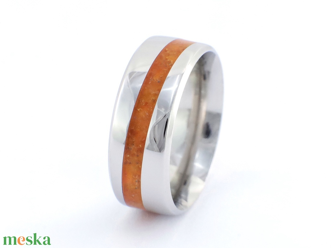 Nemesacél Gyűrű Borostyán Ásvánnyal. Vízálló, Karcálló, Anti-Allergén, Egyedi Megrendelésre! - ékszer - gyűrű - kerek gyűrű - Meska.hu