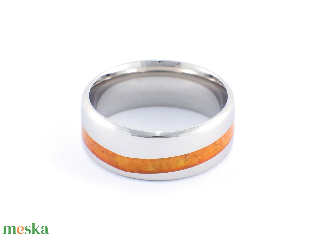 Nemesacél Gyűrű Borostyán Ásvánnyal. Vízálló, Karcálló, Anti-Allergén, Egyedi Megrendelésre! - ékszer - gyűrű - kerek gyűrű - Meska.hu