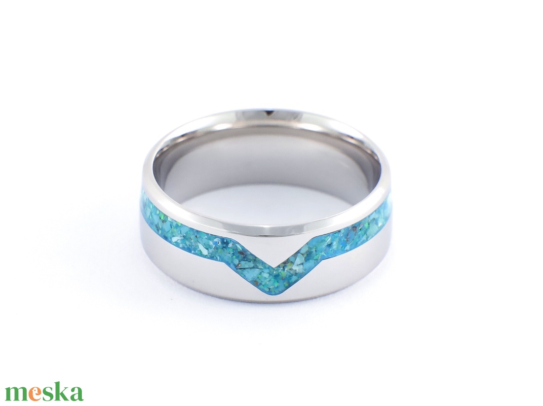 Nemesacél Gyűrű Türkiz Ásvánnyal És Kék Opállal. Vízálló, Karcálló, Anti-Allergén, Egyedi Megrendelésre! - ékszer - gyűrű - kerek gyűrű - Meska.hu