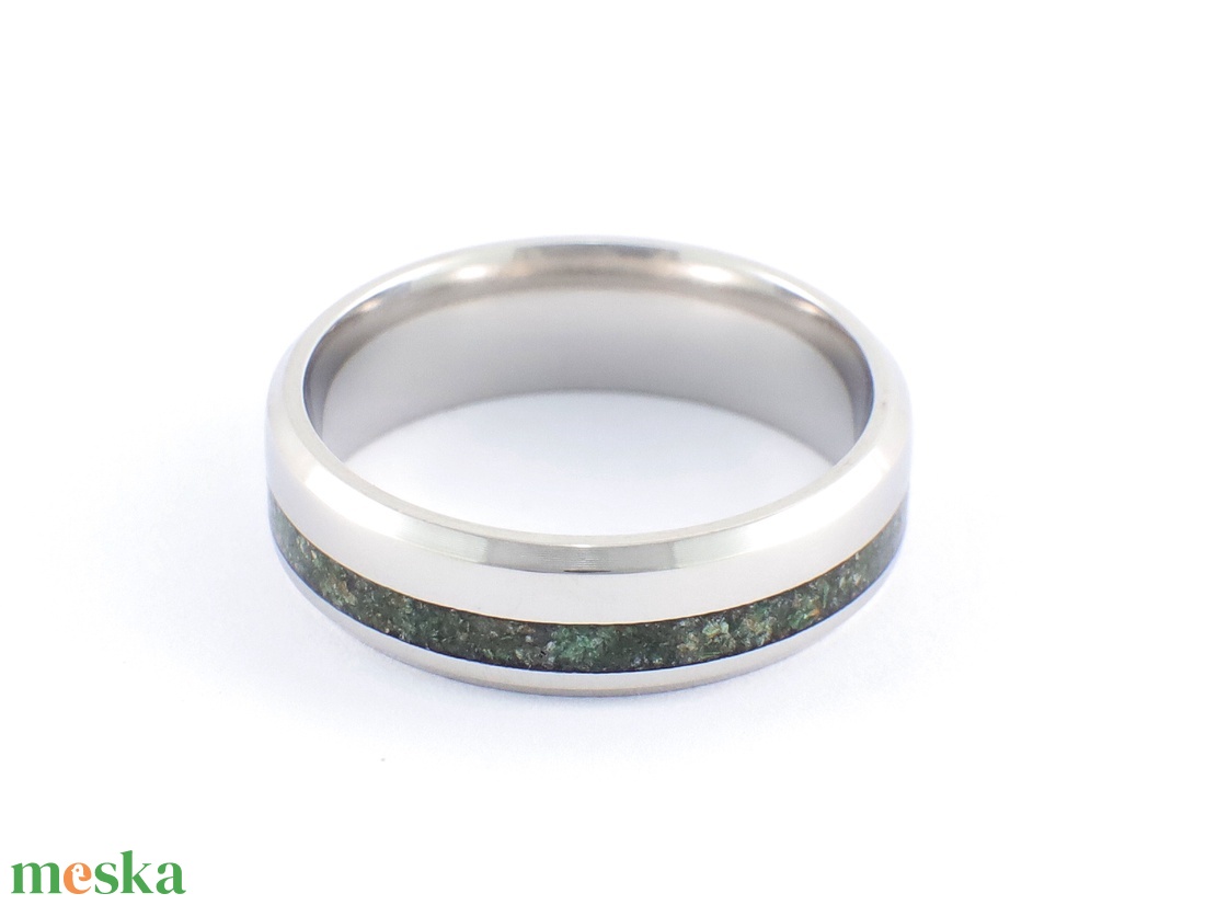 Nemesacél Gyűrű Klorit Ásvánnyal. Vízálló, Karcálló, Anti-Allergén, Egyedi Megrendelésre! - ékszer - gyűrű - kerek gyűrű - Meska.hu