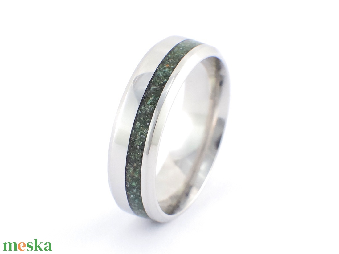 Nemesacél Gyűrű Klorit Ásvánnyal. Vízálló, Karcálló, Anti-Allergén, Egyedi Megrendelésre! - ékszer - gyűrű - kerek gyűrű - Meska.hu