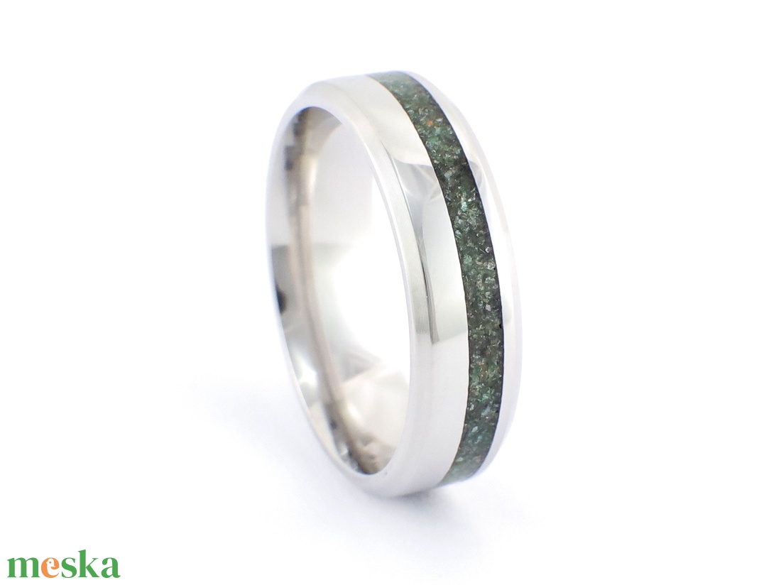 Nemesacél Gyűrű Klorit Ásvánnyal. Vízálló, Karcálló, Anti-Allergén, Egyedi Megrendelésre! - ékszer - gyűrű - kerek gyűrű - Meska.hu