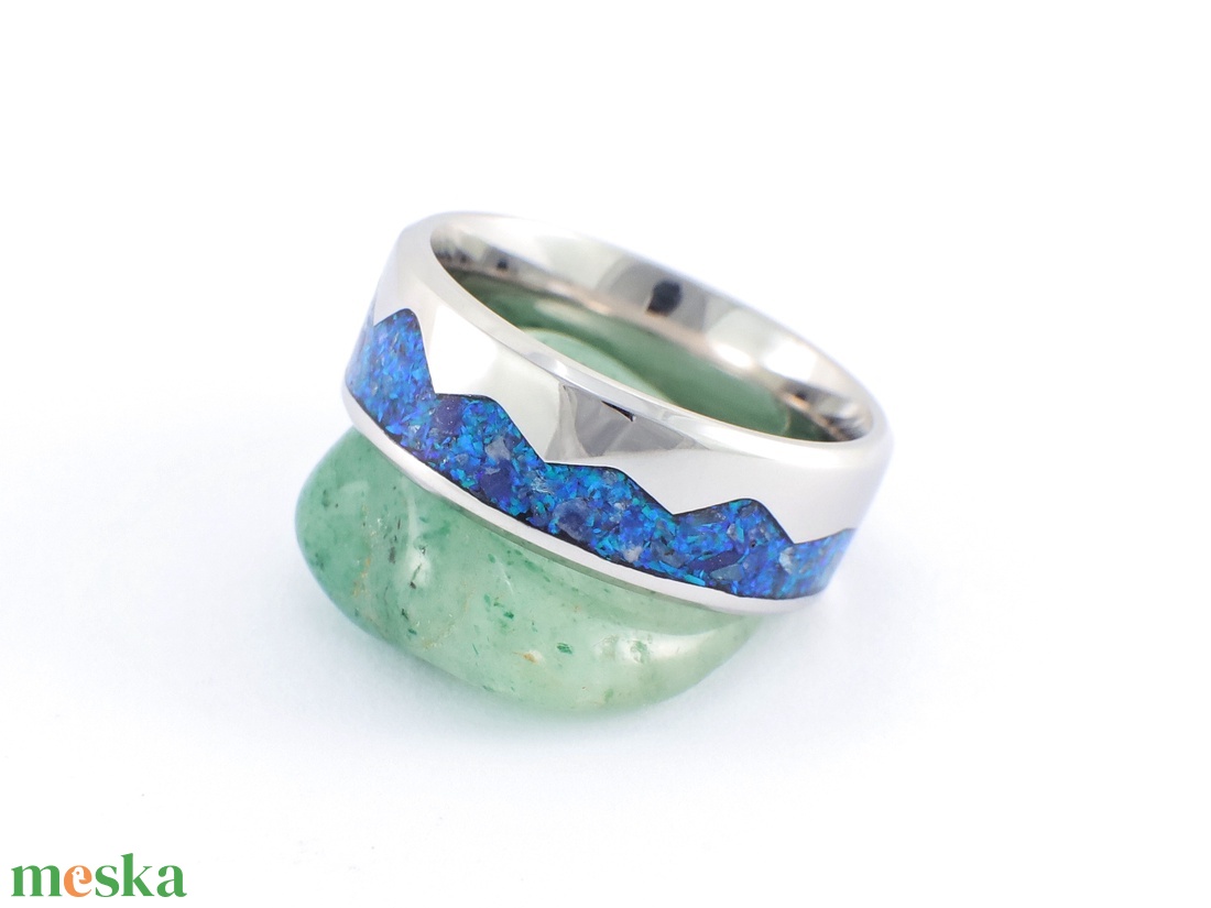 Nemesacél Gyűrű Krizokolla, Lapis Lazuli Ásványokkal És Kék Opállal. Vízálló, Karcálló, Egyedi Megrendelésre! - ékszer - gyűrű - kerek gyűrű - Meska.hu