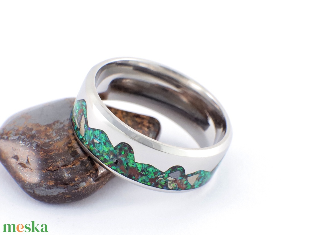 Nemesacél Gyűrű Hematit, Pirit, Mahagóni Obszidián És Fekete Tűz Opállal . Vízálló, Karcálló, Egyedi Megrendelésre! - ékszer - gyűrű - kerek gyűrű - Meska.hu