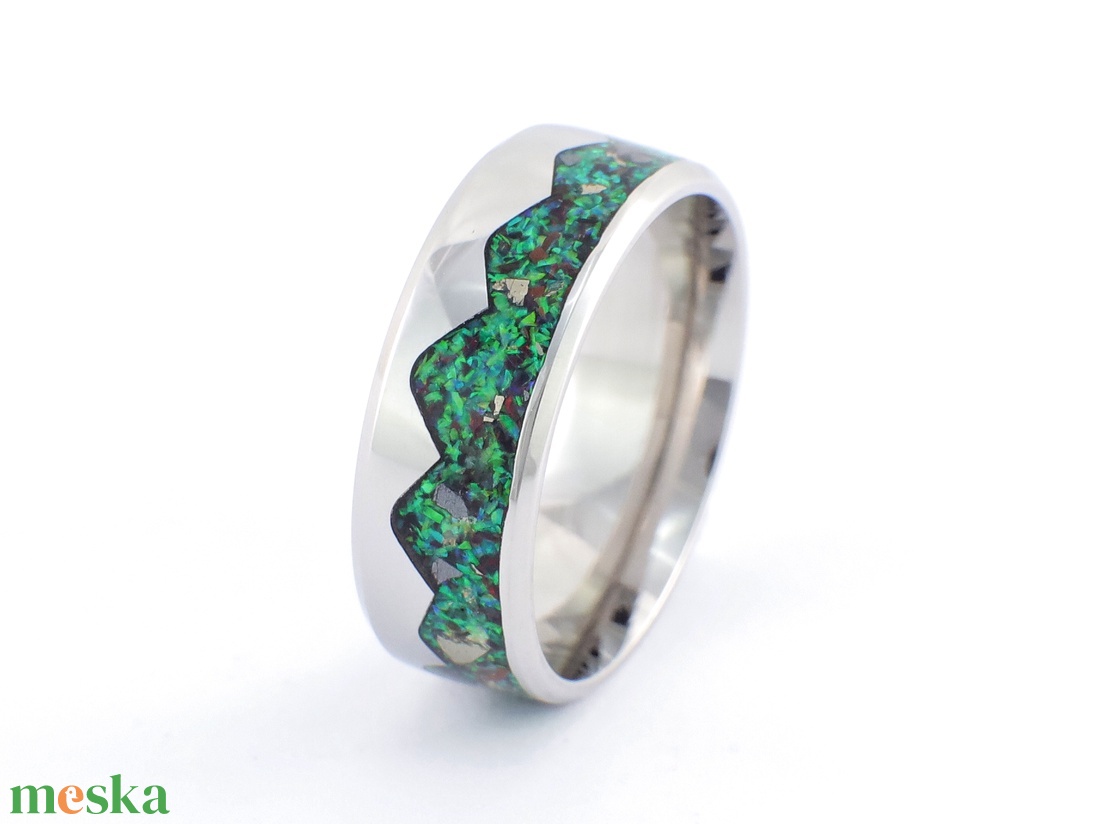 Nemesacél Gyűrű Hematit, Pirit, Mahagóni Obszidián És Fekete Tűz Opállal . Vízálló, Karcálló, Egyedi Megrendelésre! - ékszer - gyűrű - kerek gyűrű - Meska.hu