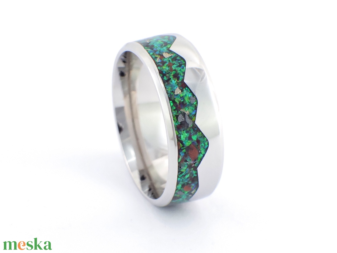 Nemesacél Gyűrű Hematit, Pirit, Mahagóni Obszidián És Fekete Tűz Opállal . Vízálló, Karcálló, Egyedi Megrendelésre! - ékszer - gyűrű - kerek gyűrű - Meska.hu