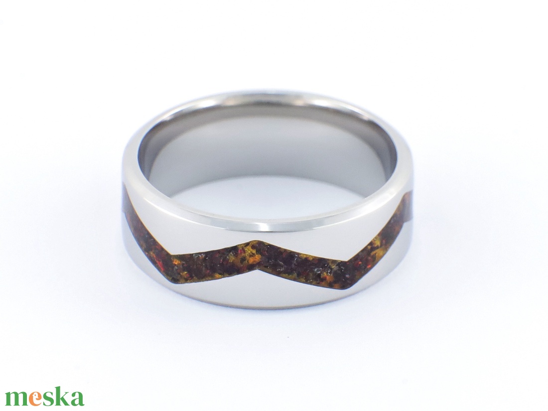 Nemesacél Gyűrű Borostyán Ásvánnyal És Fekete Opállal. Vízálló, Karcálló, Anti-Allergén, Egyedi Megrendelésre! - ékszer - gyűrű - kerek gyűrű - Meska.hu