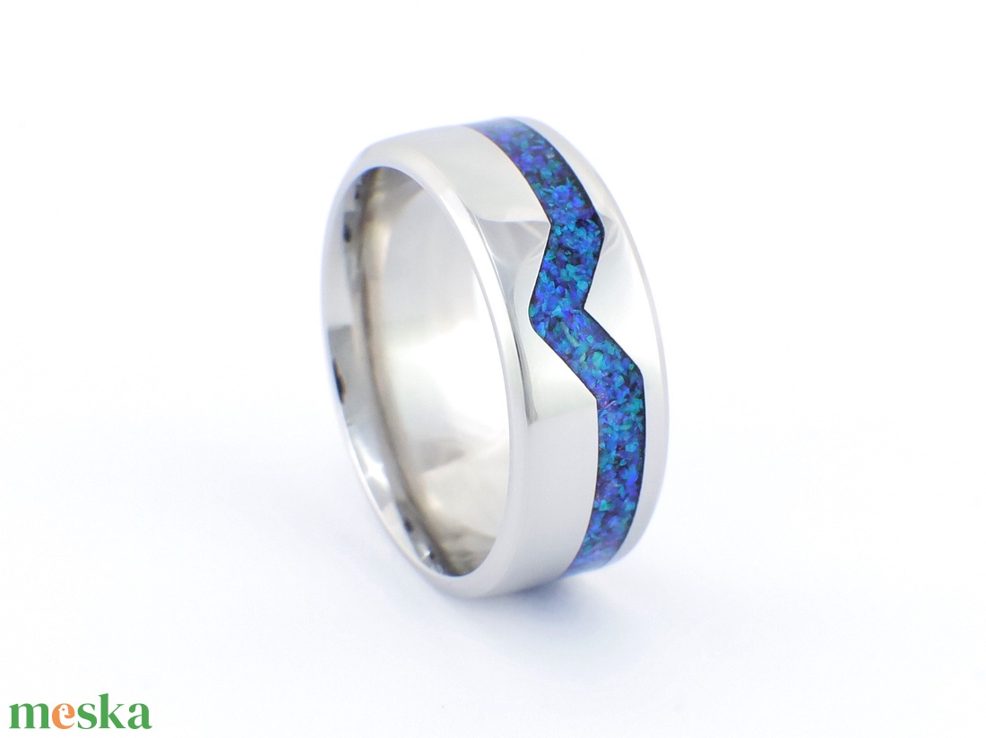 Nemesacél Gyűrű Kék Opállal. Vízálló, Karcálló, Anti-Allergén, Egyedi Megrendelésre! - ékszer - gyűrű - kerek gyűrű - Meska.hu