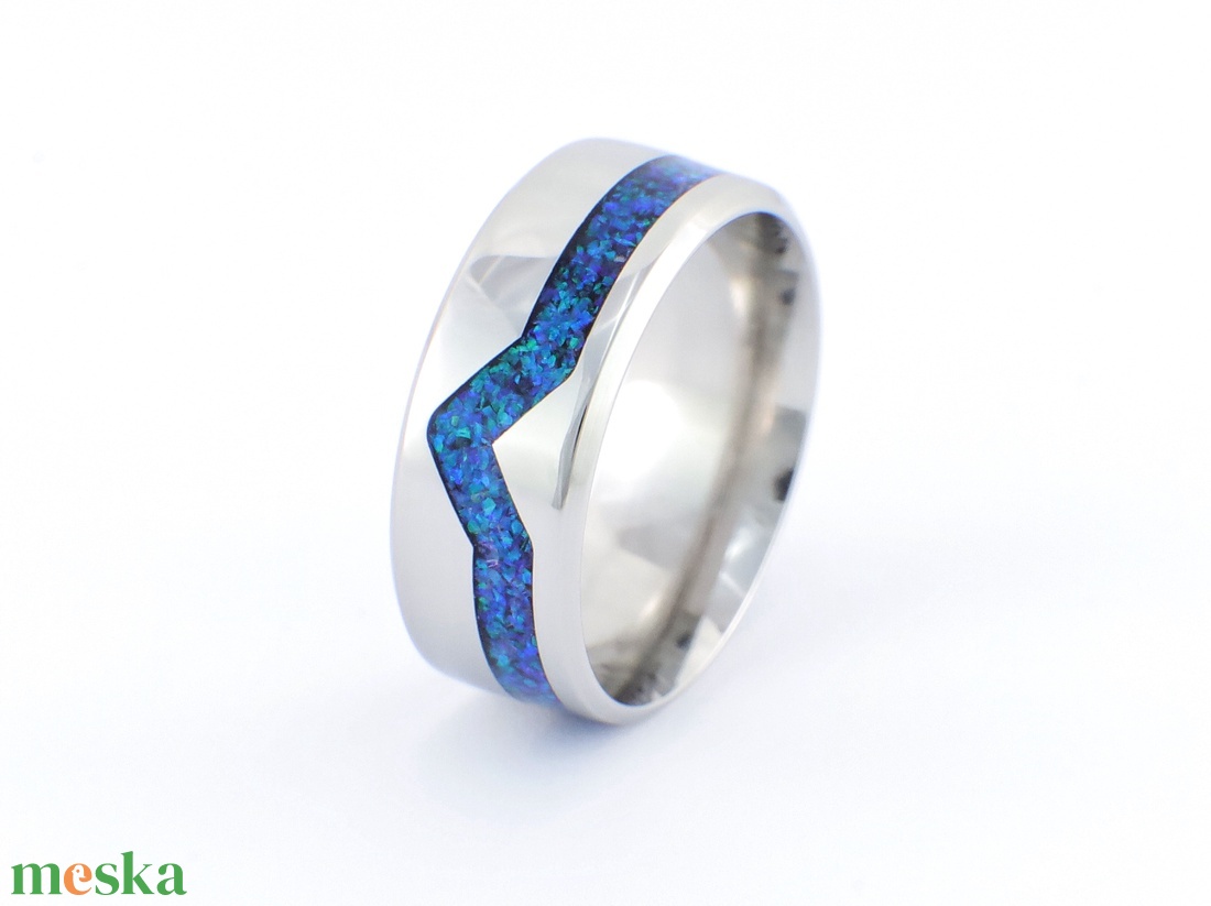 Nemesacél Gyűrű Kék Opállal. Vízálló, Karcálló, Anti-Allergén, Egyedi Megrendelésre! - ékszer - gyűrű - kerek gyűrű - Meska.hu