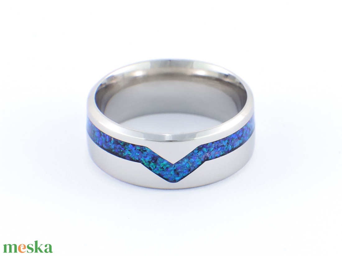 Nemesacél Gyűrű Kék Opállal. Vízálló, Karcálló, Anti-Allergén, Egyedi Megrendelésre! - ékszer - gyűrű - kerek gyűrű - Meska.hu