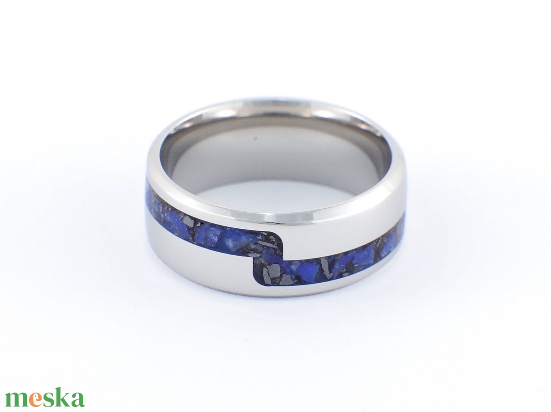 Nemesacél Gyűrű Hematit És Lapis Lazuli Ásványokkal. Vízálló, Karcálló, Anti-Allergén, Egyedi Megrendelésre! - ékszer - gyűrű - kerek gyűrű - Meska.hu