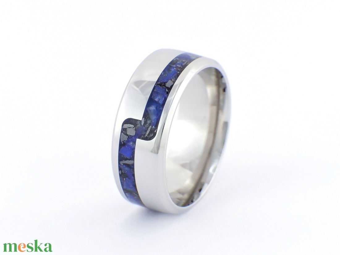 Nemesacél Gyűrű Hematit És Lapis Lazuli Ásványokkal. Vízálló, Karcálló, Anti-Allergén, Egyedi Megrendelésre! - ékszer - gyűrű - kerek gyűrű - Meska.hu