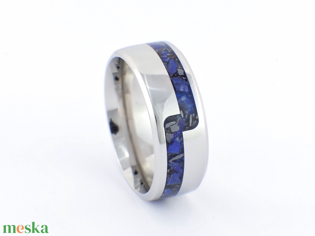 Nemesacél Gyűrű Hematit És Lapis Lazuli Ásványokkal. Vízálló, Karcálló, Anti-Allergén, Egyedi Megrendelésre! - ékszer - gyűrű - kerek gyűrű - Meska.hu