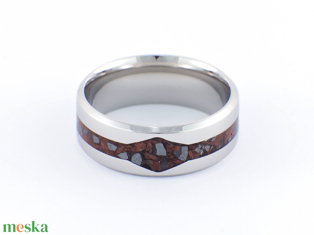 Nemesacél Gyűrű Mahagóni Obszidián És Hematit Ásványokkal. Vízálló, Karcálló, Anti-Allergén, Egyedi Megrendelésre! - ékszer - gyűrű - kerek gyűrű - Meska.hu