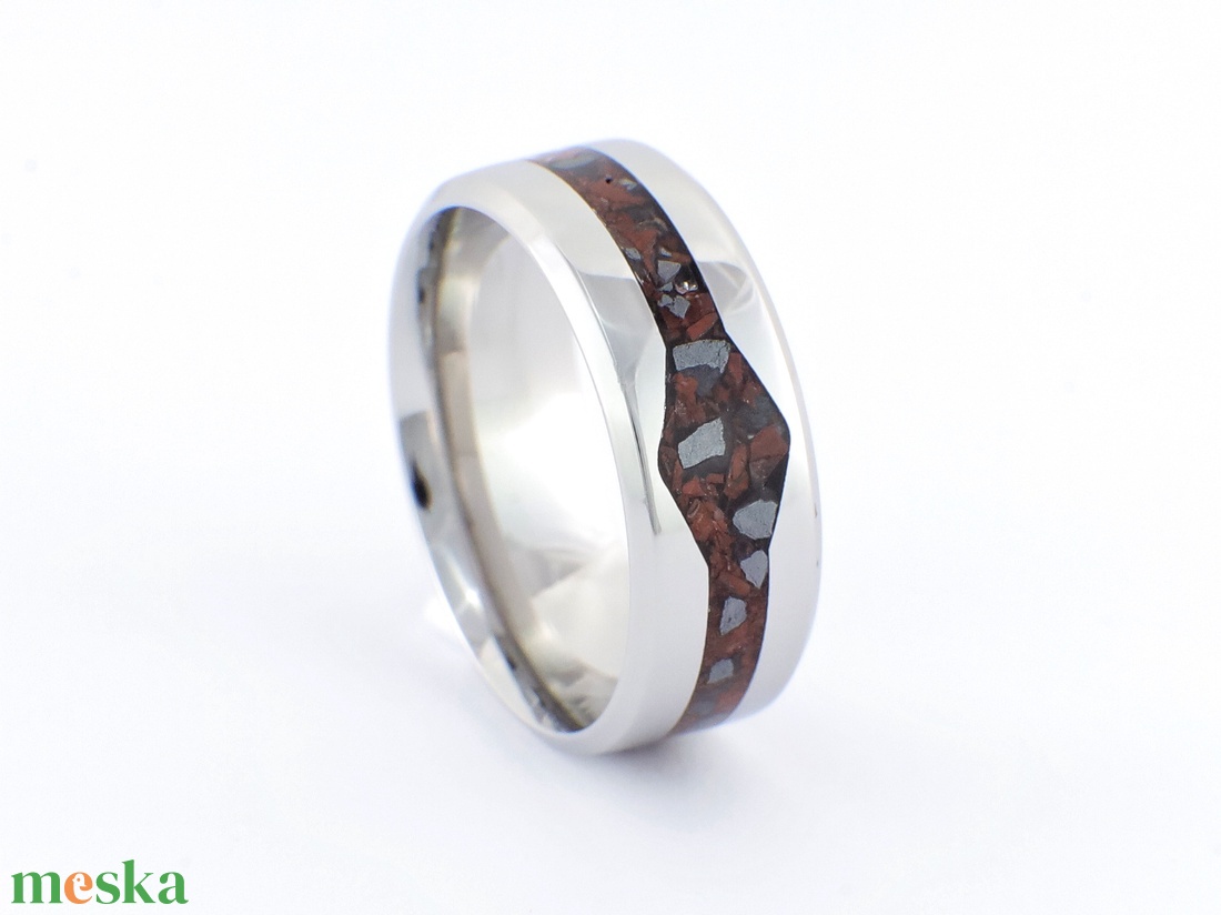 Nemesacél Gyűrű Mahagóni Obszidián És Hematit Ásványokkal. Vízálló, Karcálló, Anti-Allergén, Egyedi Megrendelésre! - ékszer - gyűrű - kerek gyűrű - Meska.hu
