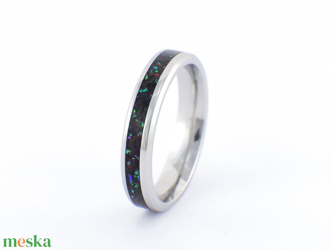 Nemesacél Gyűrű Turmalin Ásvánnyal És Zöld Opállal. Vízálló, Karcálló, Anti-Allergén, Egyedi Megrendelésre! - esküvő - ékszer - karikagyűrű - Meska.hu