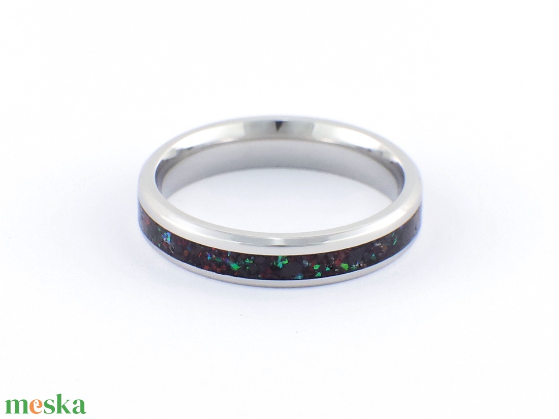 Nemesacél Gyűrű Turmalin Ásvánnyal És Zöld Opállal. Vízálló, Karcálló, Anti-Allergén, Egyedi Megrendelésre! - esküvő - ékszer - karikagyűrű - Meska.hu