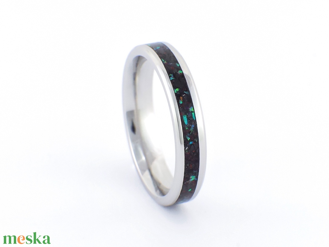 Nemesacél Gyűrű Turmalin Ásvánnyal És Zöld Opállal. Vízálló, Karcálló, Anti-Allergén, Egyedi Megrendelésre! - esküvő - ékszer - karikagyűrű - Meska.hu