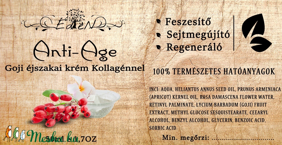 Anti Age - Goji éjszakai krém Kollagénnel -  - Meska.hu