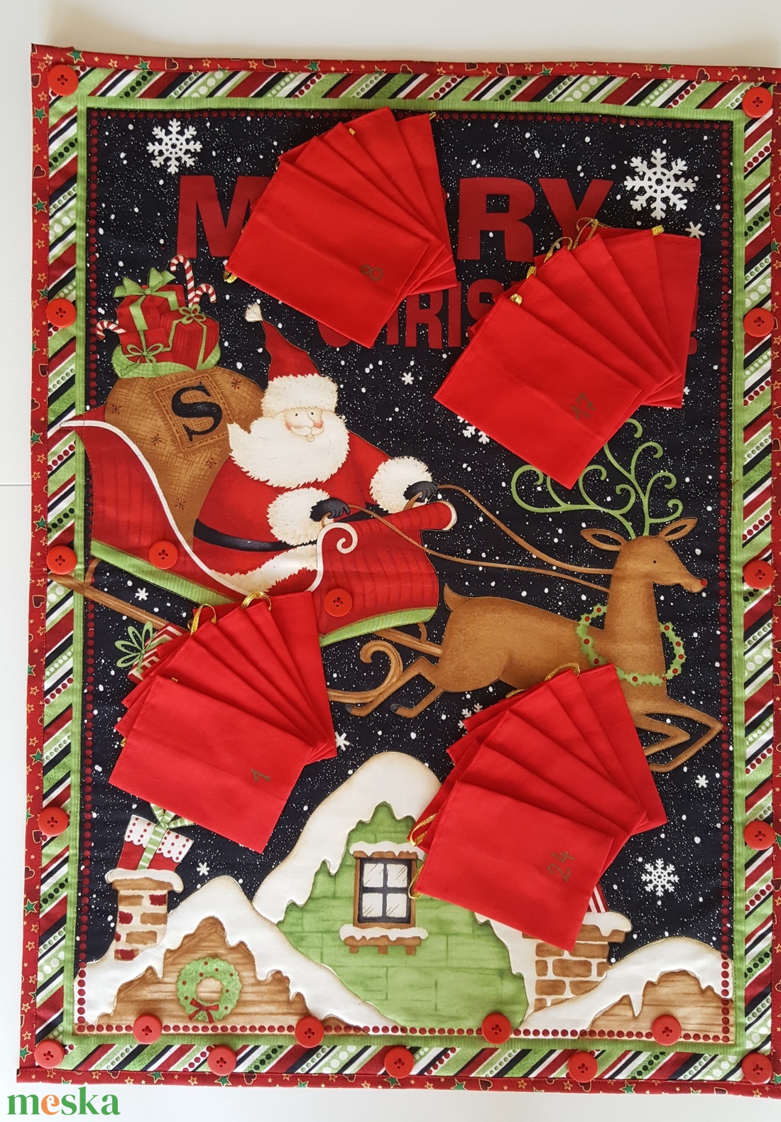 Télapós adventi naptár rénszarvas szánnal - karácsony - adventi díszek - adventi naptár - Meska.hu