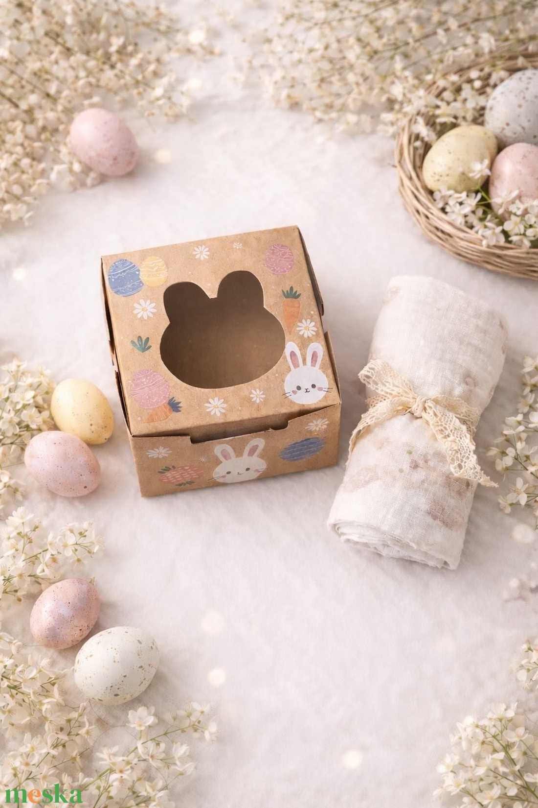 NyusziÖlelés � húsvéti ajándékdoboz duplagéz textilpelenkával - baba - mama - szoptatási, etetési kellékek - büfikendő - Meska.hu