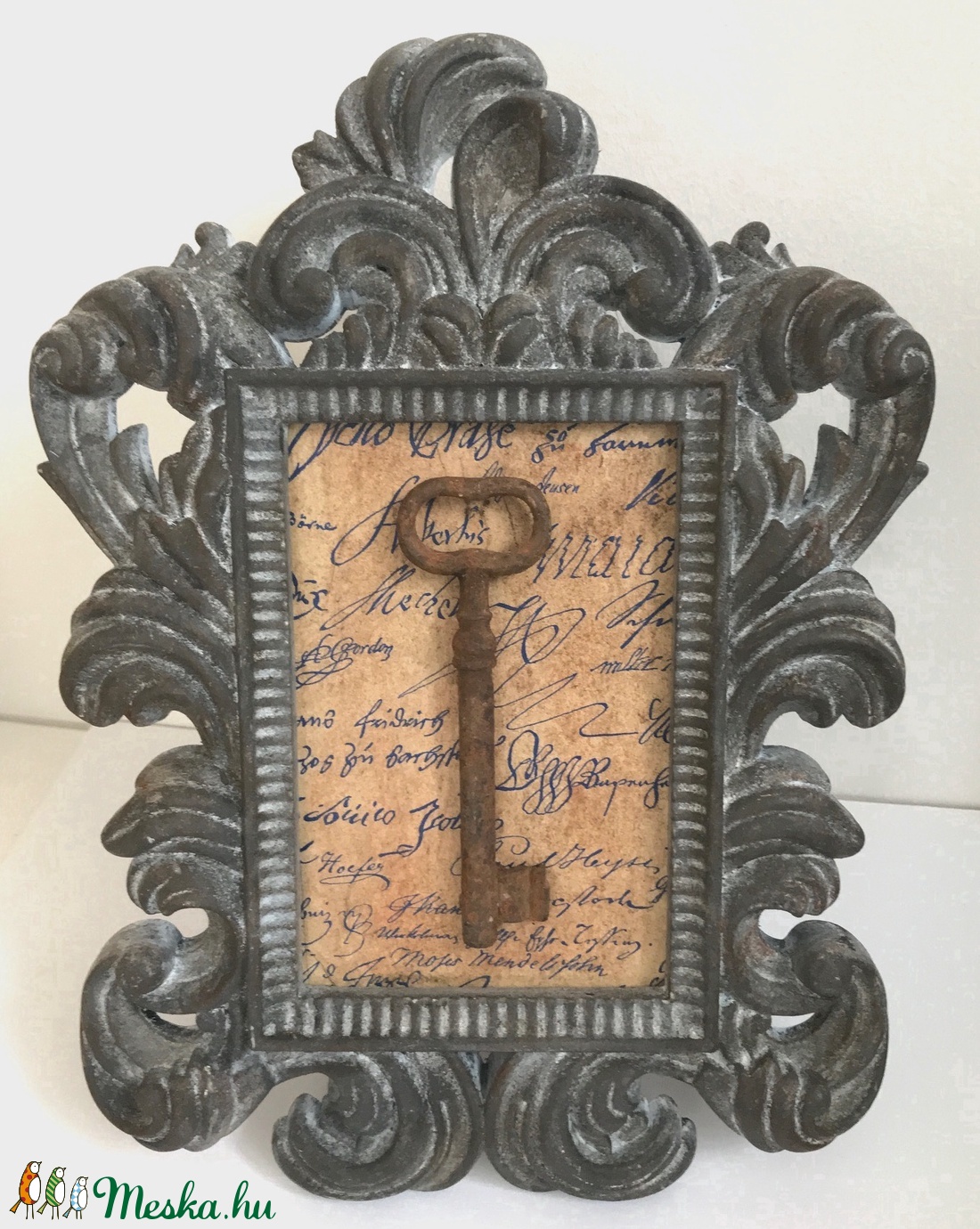 Egyedi romantikus képkeret - régi kulcs - antik - barokk - vintage hangulat - shabby  chic stílus - kézzel készült darab -  - Meska.hu
