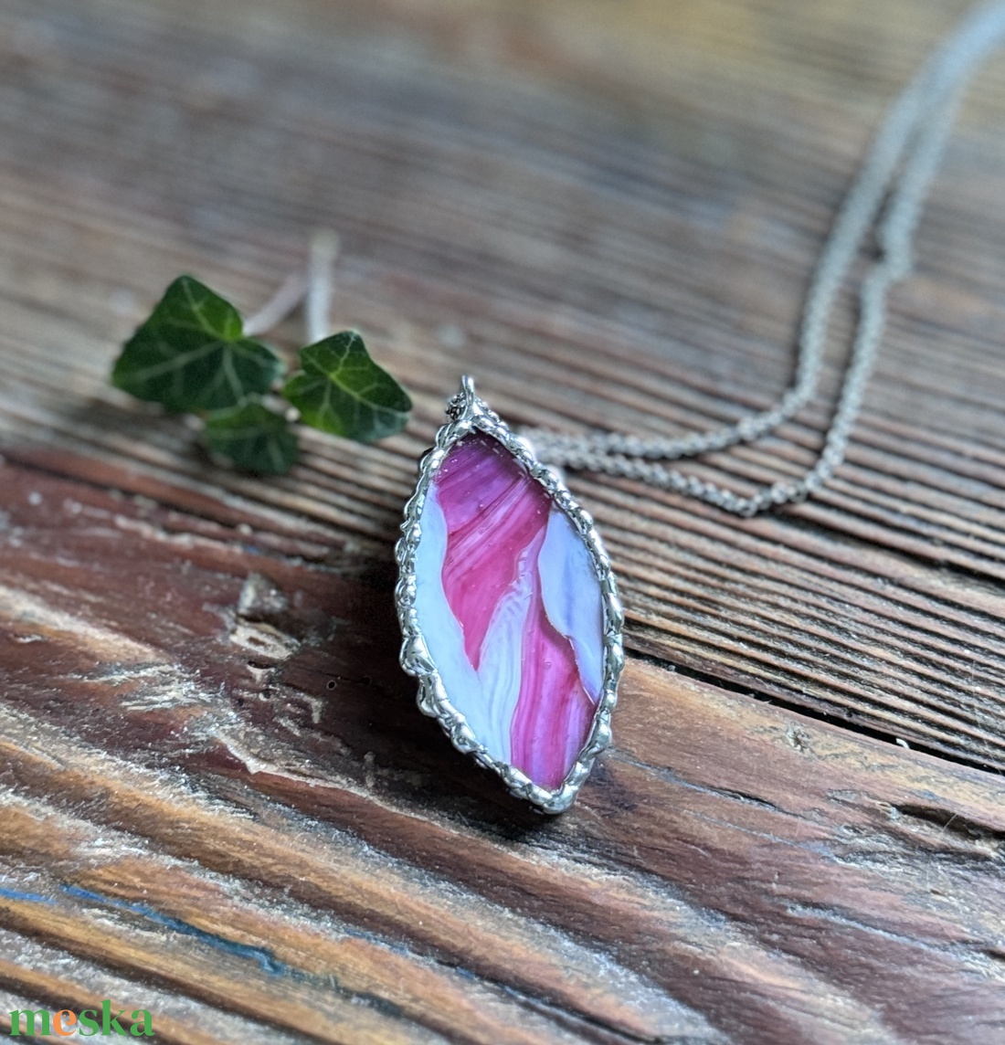 Tiffany - pink üveg - nyaklánc - ékszer - nyaklánc - medálos nyaklánc - Meska.hu Tiffany - pink üveg - nyaklánc - ékszer - nyaklánc - medálos nyaklánc - Meska.hu