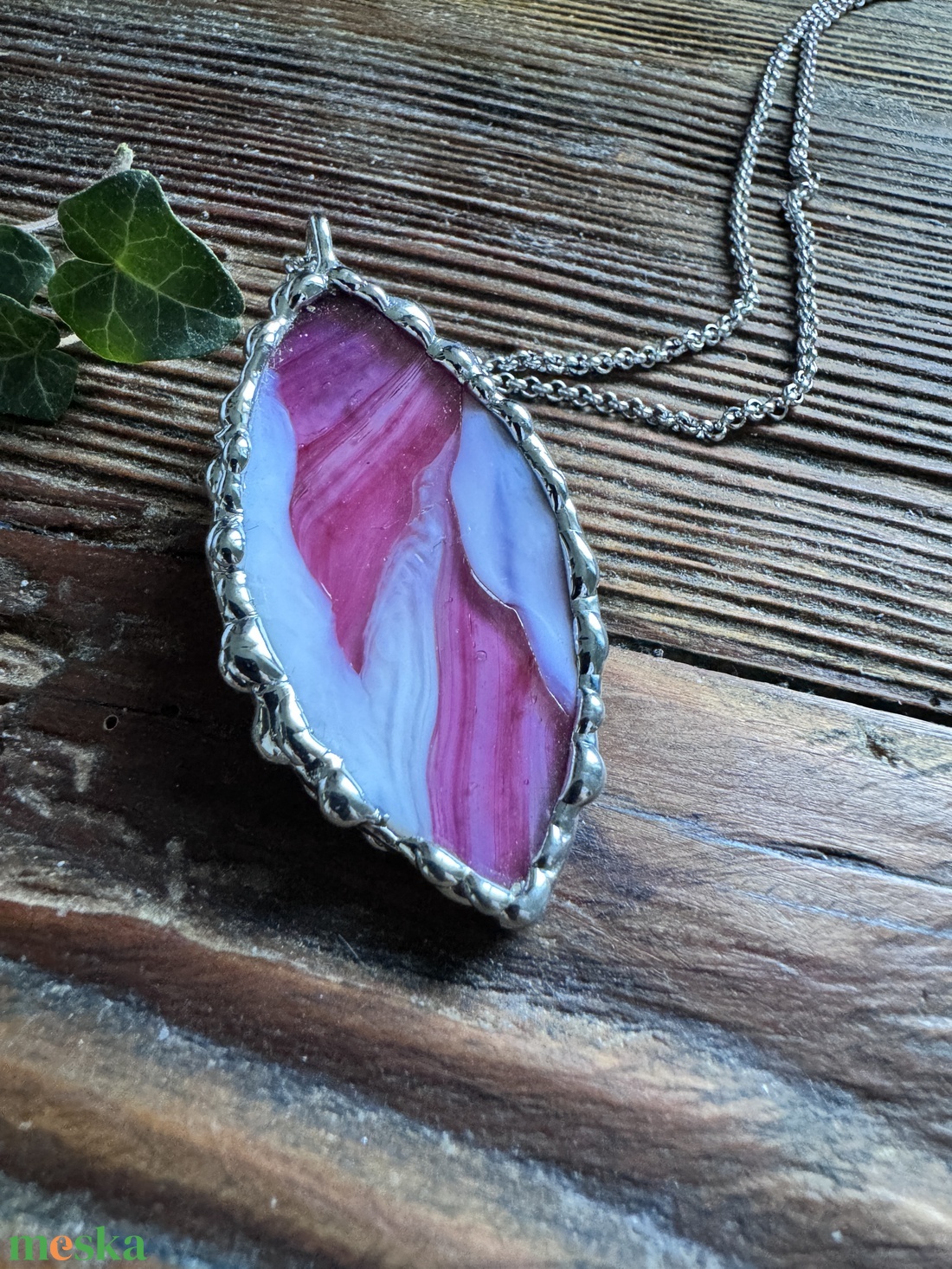 Tiffany - pink üveg - nyaklánc - ékszer - nyaklánc - medálos nyaklánc - Meska.hu Tiffany - pink üveg - nyaklánc - ékszer - nyaklánc - medálos nyaklánc - Meska.hu