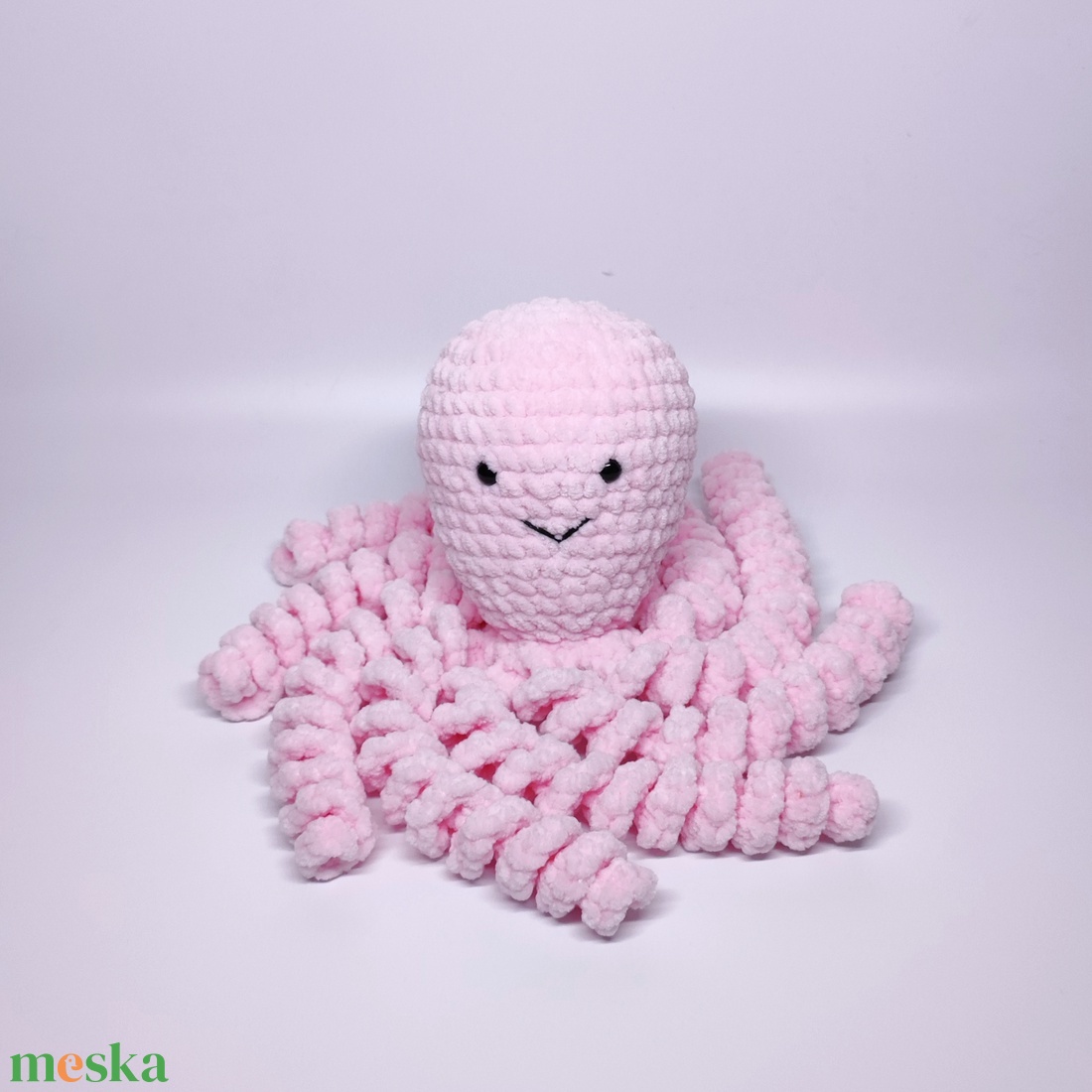 Rózsaszín plüss horgolt polip - játék & sport - plüssállat & játékfigura - polip, medúza - Meska.hu