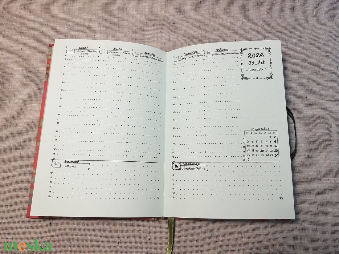 A/5 2026 Határidőnapló kampós, narancs batikolt - otthon & életmód - papír, írószer - naptár & tervező - Meska.hu