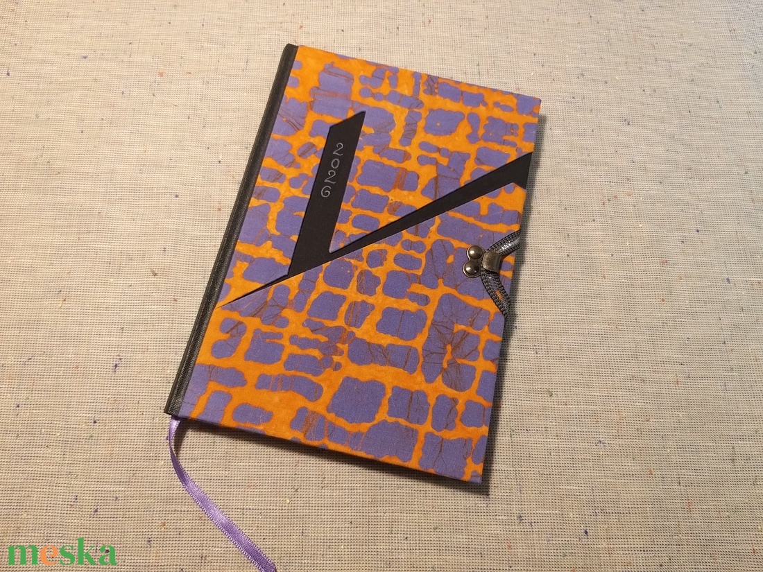 A/5 2026 Határidőnapló kampós, narancs-lila batikolt - otthon & életmód - papír, írószer - naptár & tervező - Meska.hu