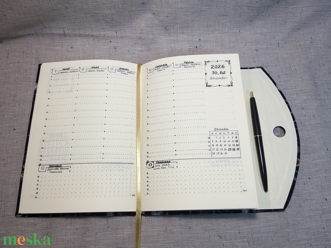 A/5 2026 Határidőnapló életfás, tollas - otthon & életmód - papír, írószer - naptár & tervező - Meska.hu