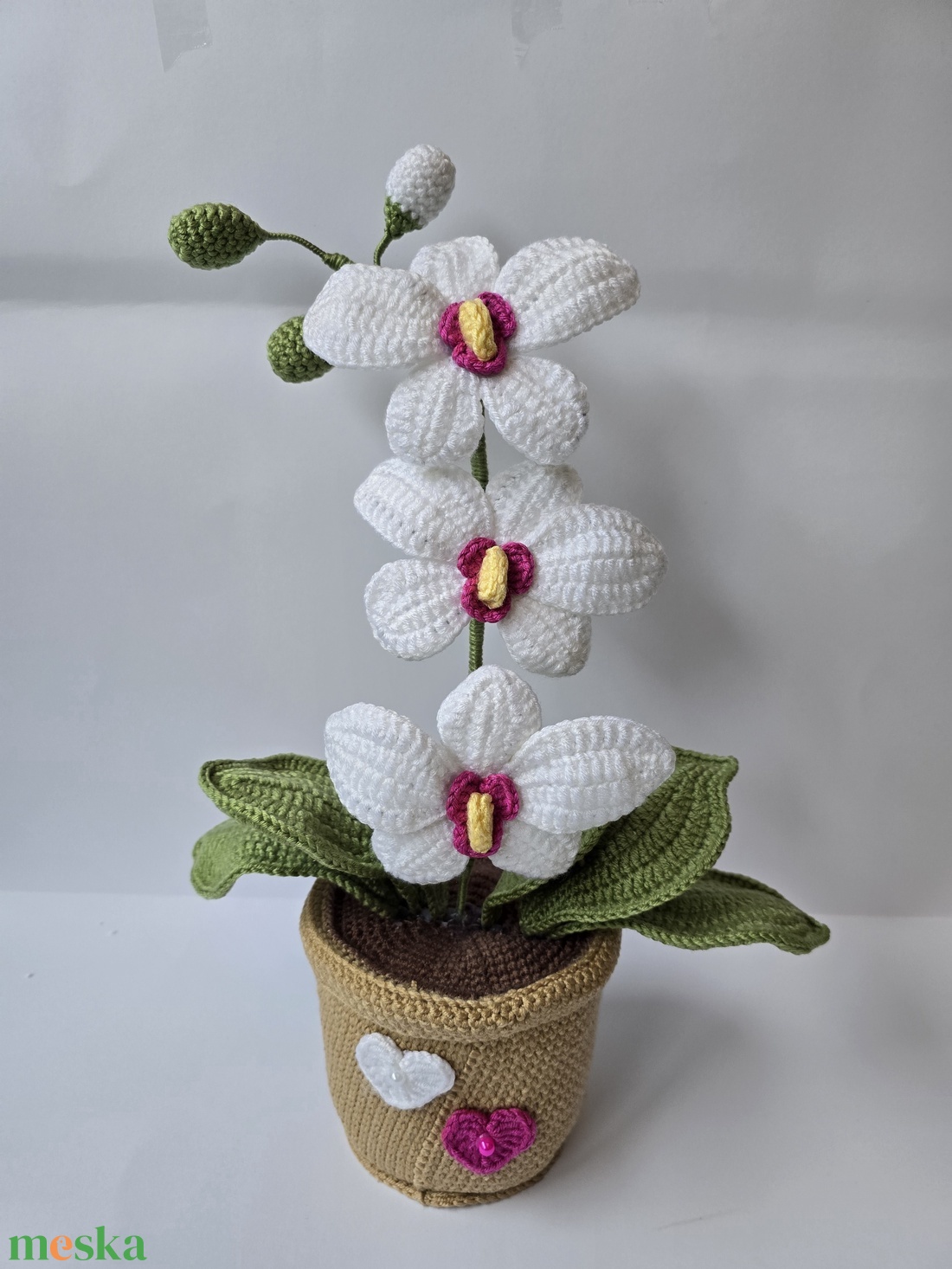 Horgolt orchidea - otthon & életmód - dekoráció - virágdísz és tartó - cserép & kaspó - Meska.hu