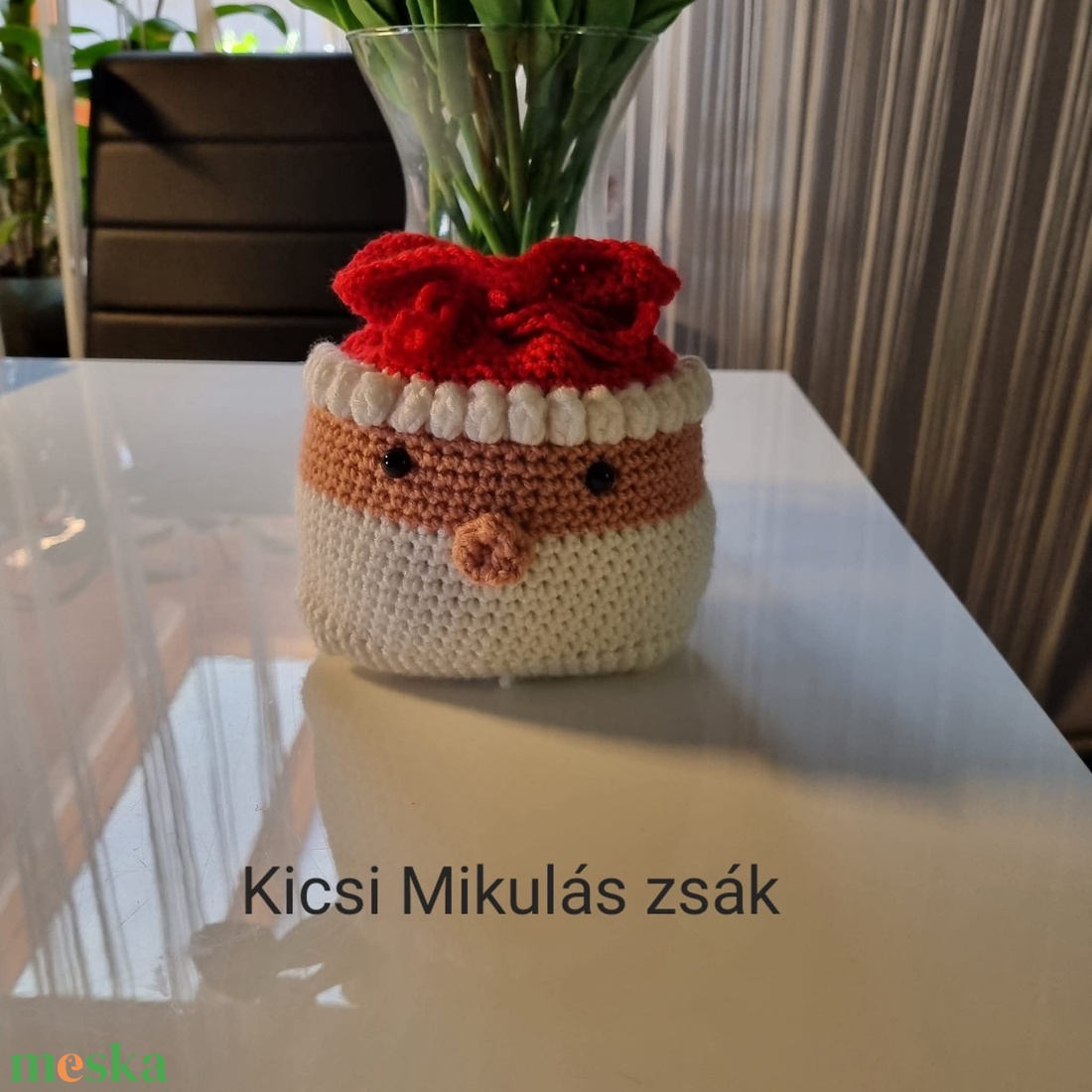 Horgolt mikulás zsák kicsi - karácsony - mikulás - mikulás zsák - Meska.hu