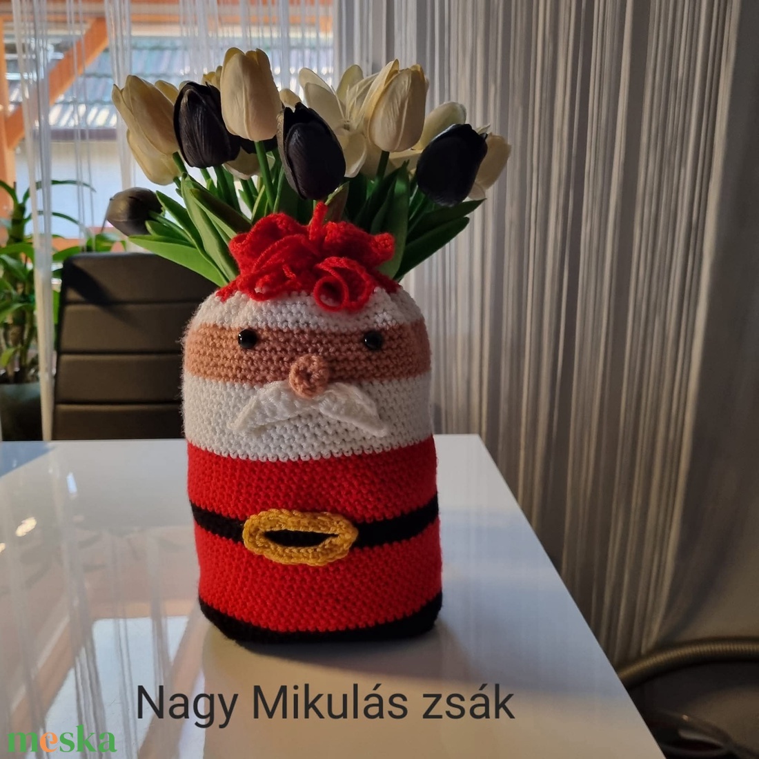 Horgolt mikulás zsák nagy - karácsony - mikulás - mikulás zsák - Meska.hu