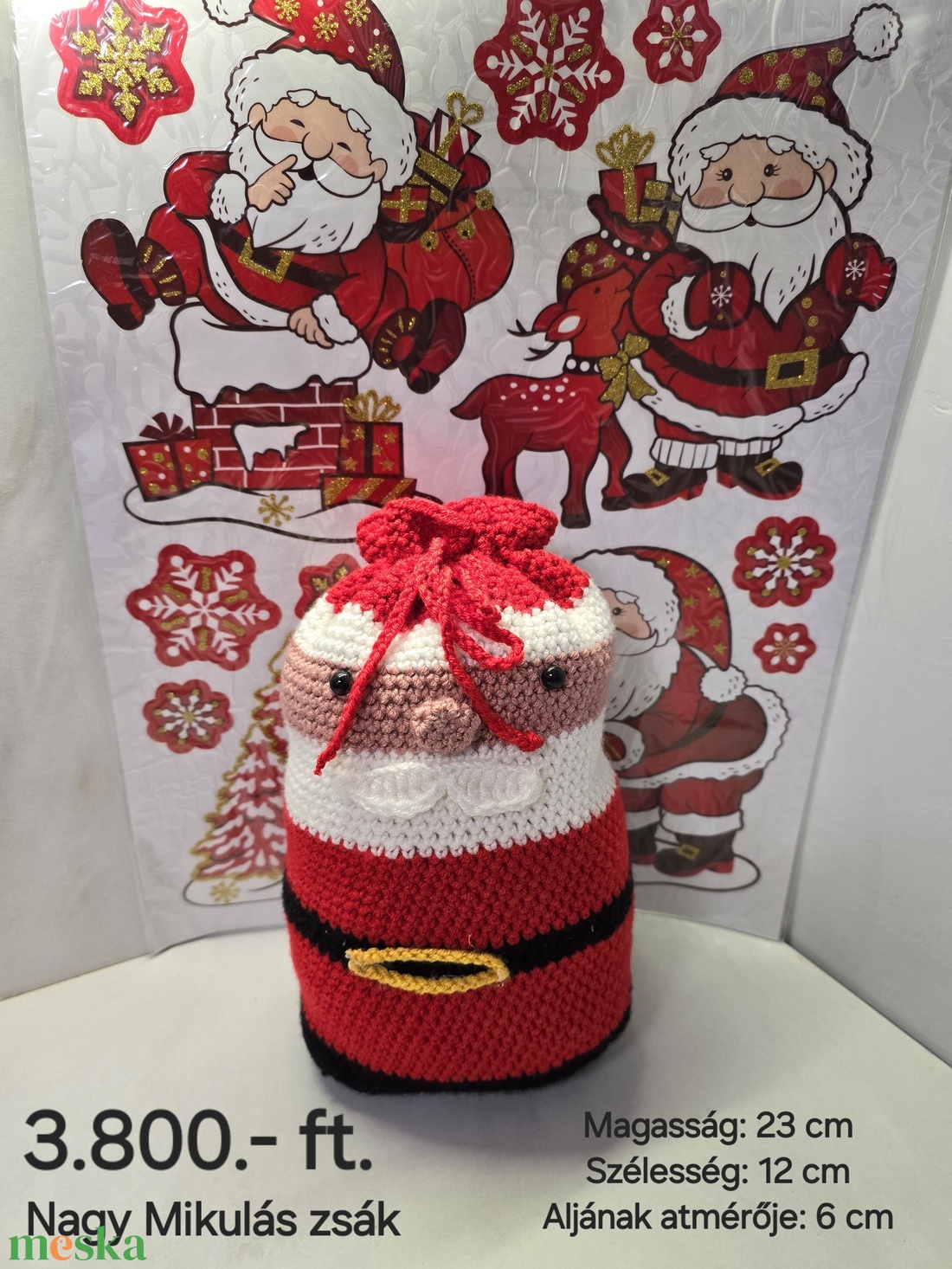 Horgolt mikulás zsák nagy - karácsony - mikulás - mikulás zsák - Meska.hu
