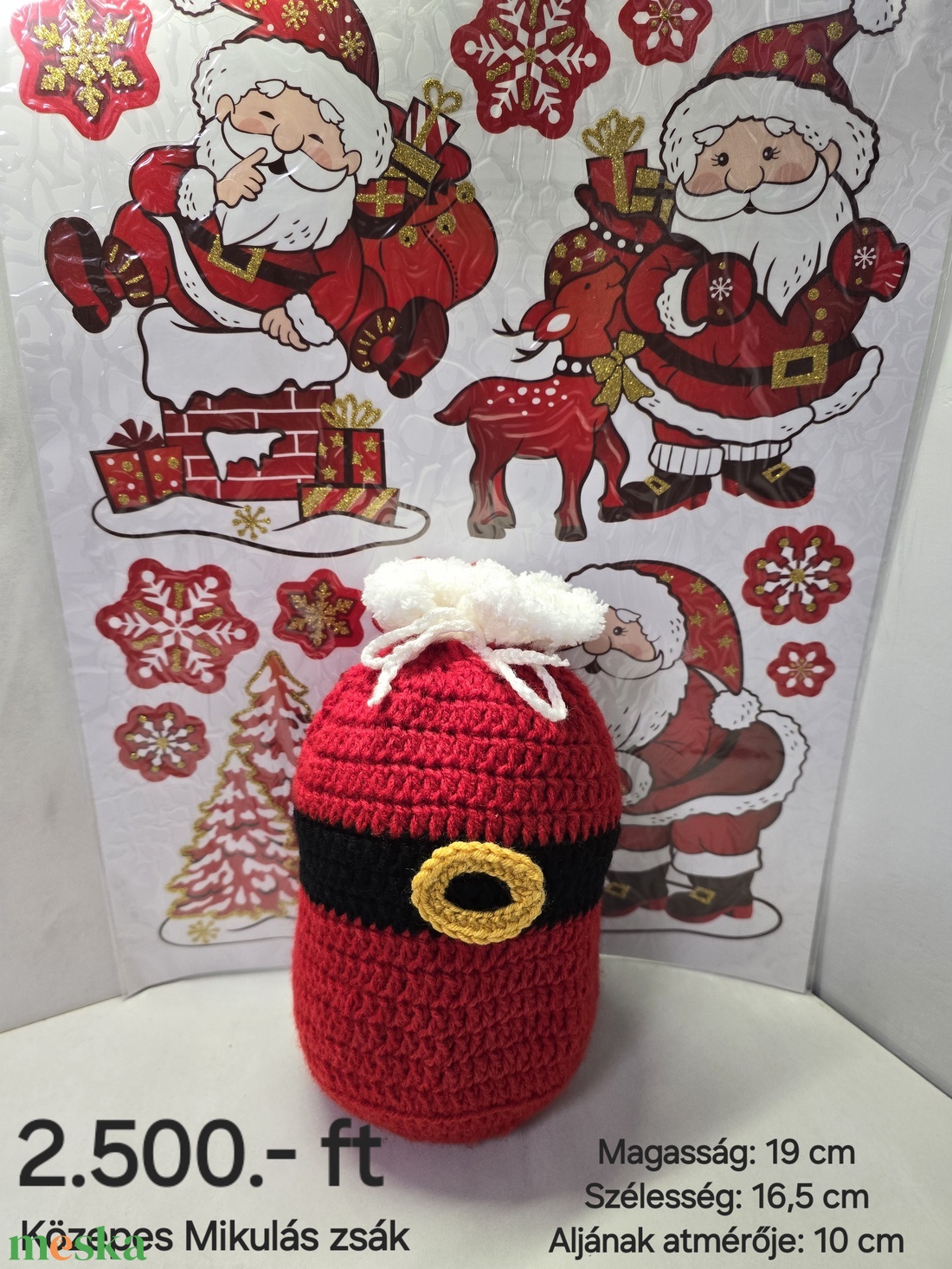 Horgolt Mikulás zsák közepes - karácsony - mikulás - mikulás zsák - Meska.hu