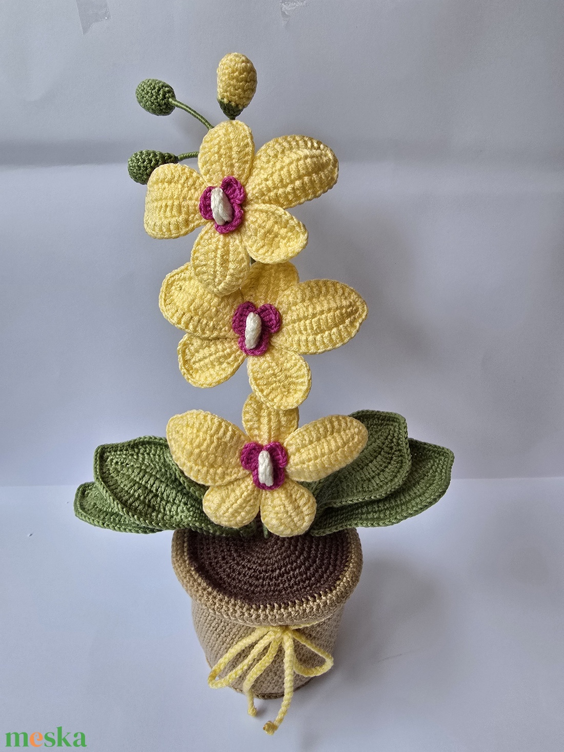 Horgolt orchidea - otthon & életmód - dekoráció - virágdísz és tartó - virágbox, virágdoboz - Meska.hu