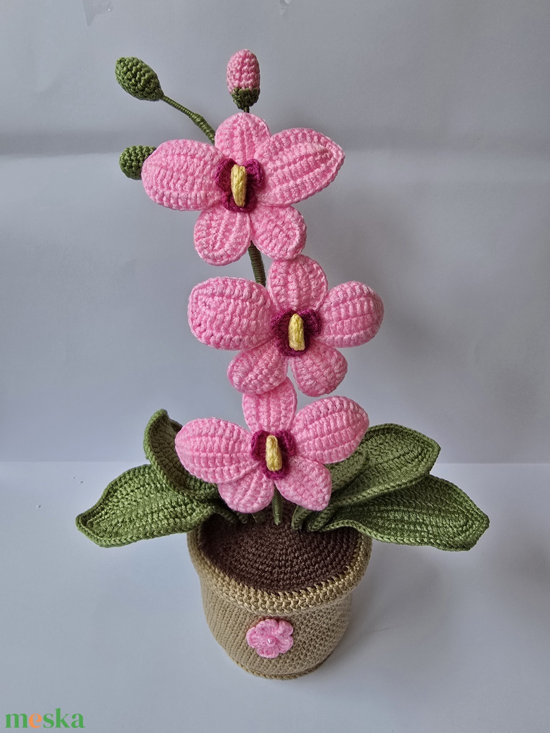 Horgolt orchidea - otthon & életmód - dekoráció - virágdísz és tartó - virágbox, virágdoboz - Meska.hu