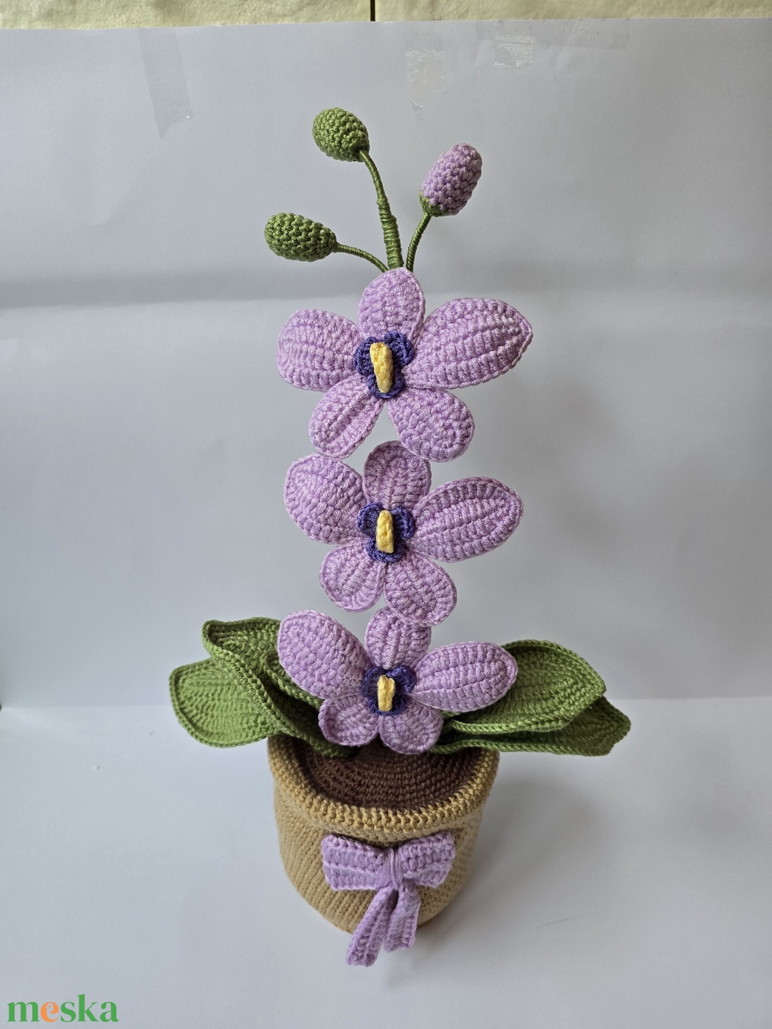 Horgolt orchidea - otthon & életmód - dekoráció - virágdísz és tartó - virágbox, virágdoboz - Meska.hu