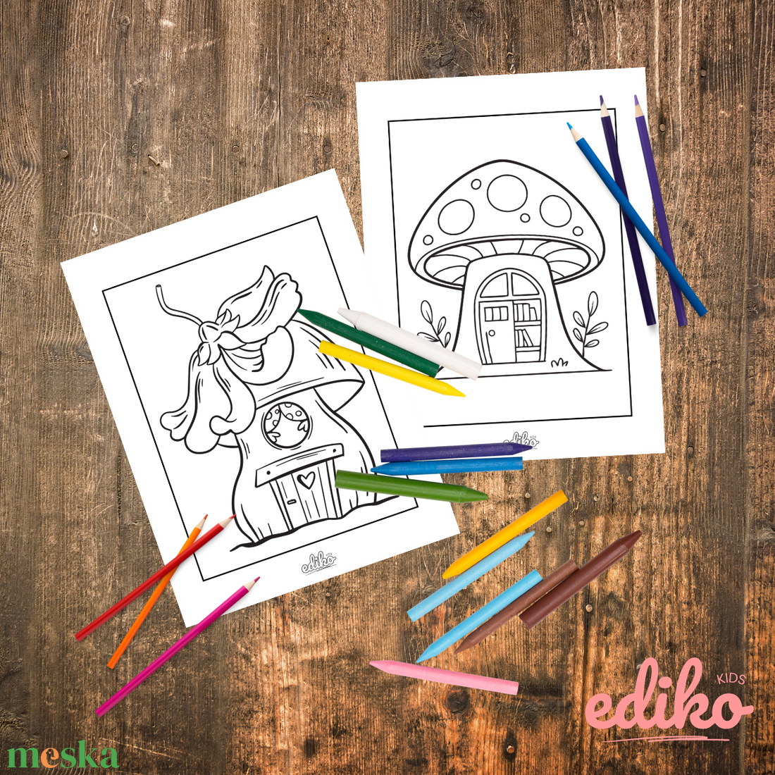 Gombaházak Színező (nyomtatható PDF) - otthon & életmód - papír, írószer - színező - Meska.hu