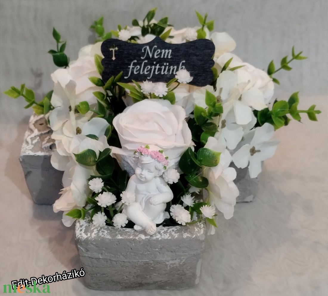 Kőkereszt sírdísz mindenszentekre - otthon & életmód - vallás - temetkezési tárgy - Meska.hu