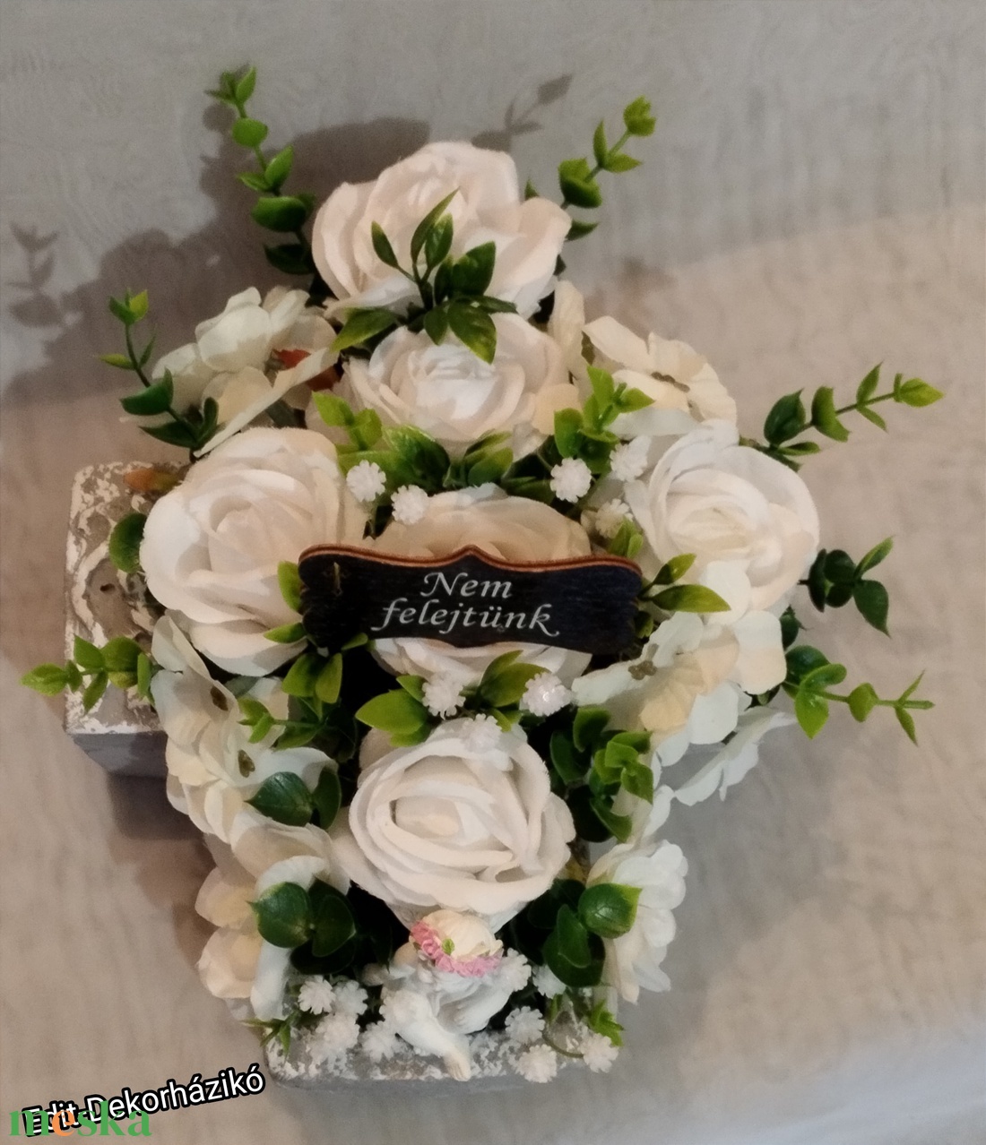 Kőkereszt sírdísz mindenszentekre - otthon & életmód - vallás - temetkezési tárgy - Meska.hu