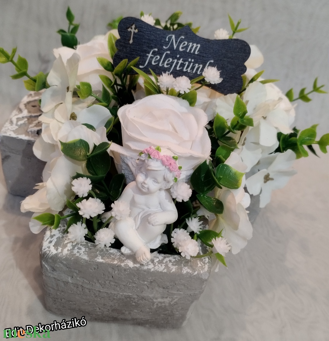 Kőkereszt sírdísz mindenszentekre - otthon & életmód - vallás - temetkezési tárgy - Meska.hu