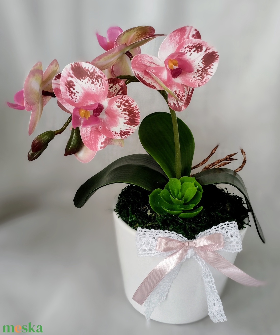 Mini rózsaszín örök orchidea  - otthon & életmód - dekoráció - asztal és polc dekoráció - asztaldísz - Meska.hu