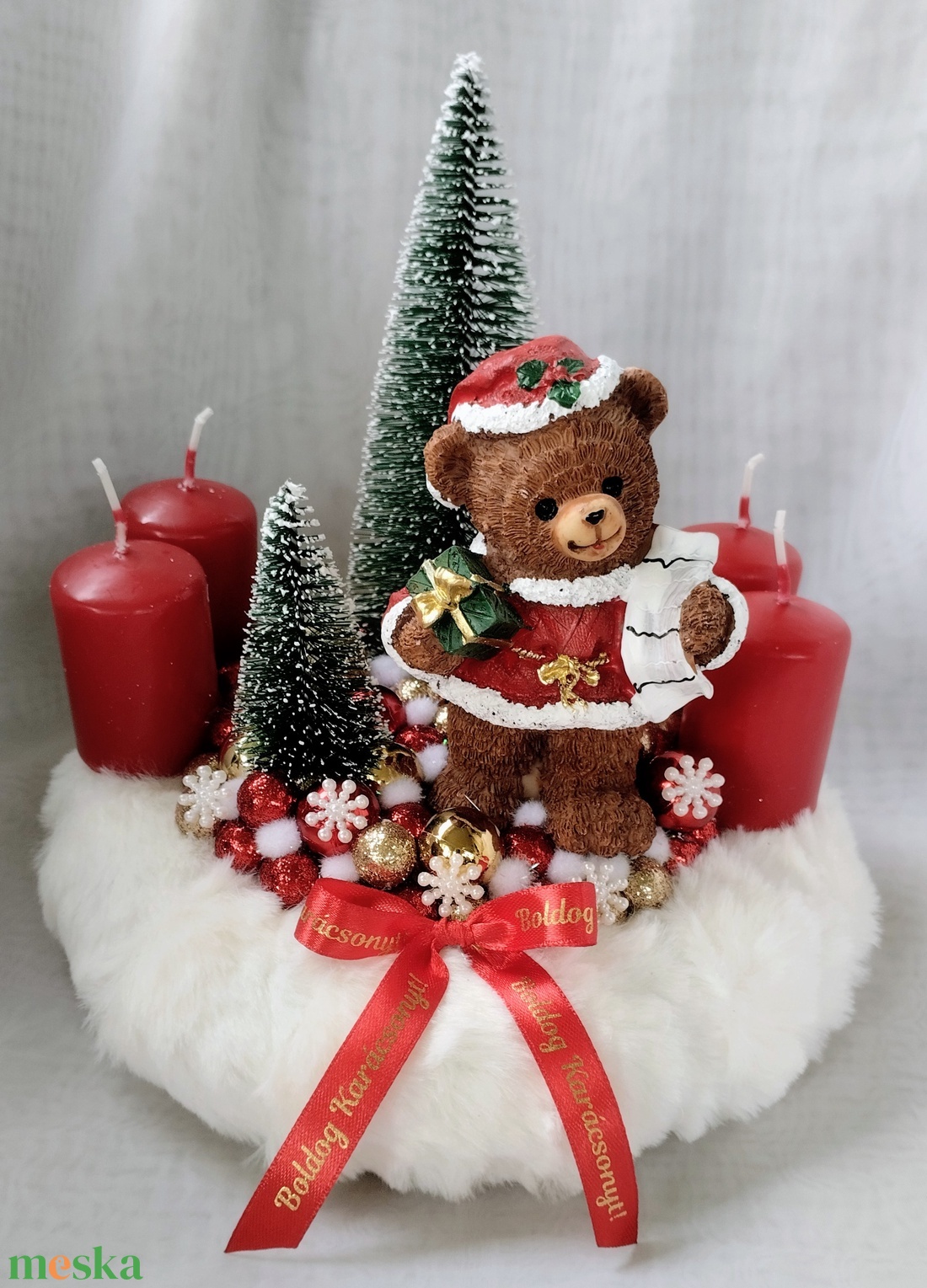 Fehér szőrmés adventi koszorú macival - karácsony - adventi díszek - adventi koszorú - Meska.hu Fehér szőrmés adventi koszorú macival - karácsony - adventi díszek - adventi koszorú - Meska.hu