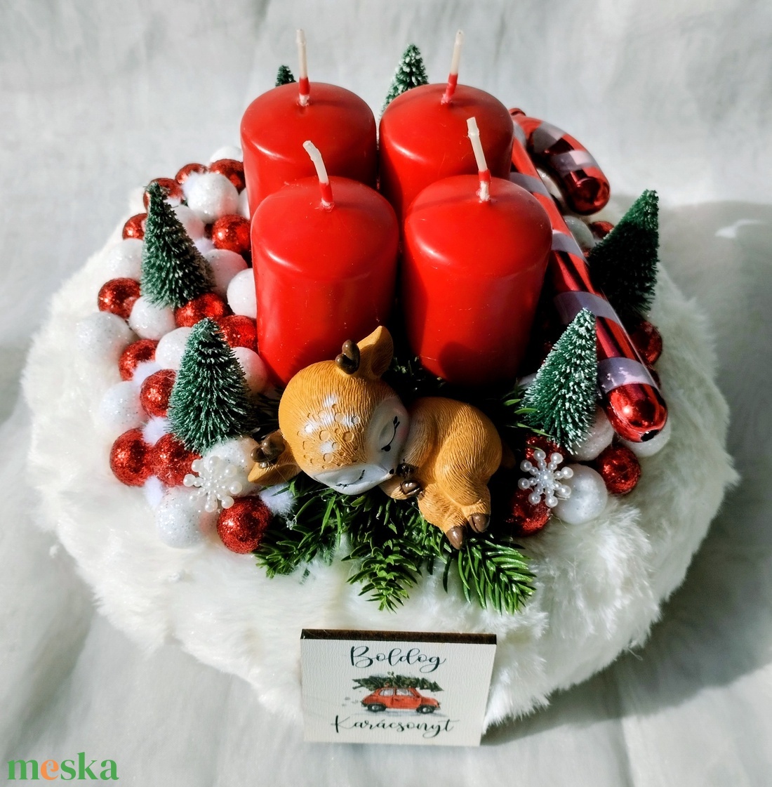 Őzike álma pihe-puha karácsonyi adventi koszorú  - karácsony - adventi díszek - adventi koszorú - Meska.hu Őzike álma pihe-puha karácsonyi adventi koszorú  - karácsony - adventi díszek - adventi koszorú - Meska.hu